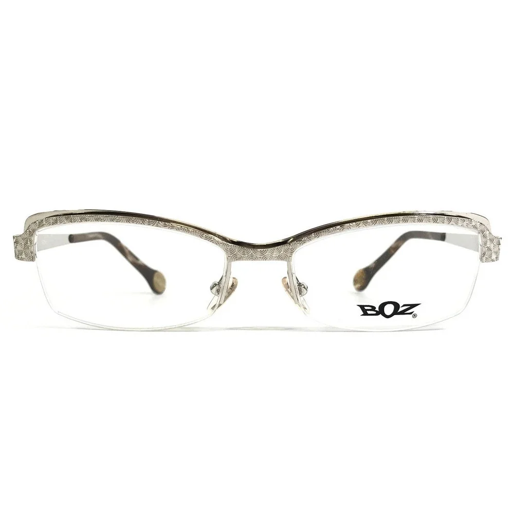 BOZ Eyeglasses Frames VIOLET 1010 Silver Spiral Pattern Half Rim 53-17-140